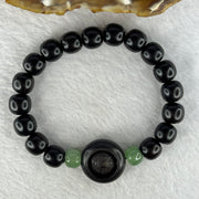 Natural Black Ebony Wood Beads with Movable Pixiu Pair and Coin Bead Bracelet 天然黑檀木珠手链 15.27g 16.5cm 10.0mm 17 Beads - Huangs Jadeite and Jewelry Pte Ltd