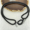 Natural Dark Matt Black Amber Beads Necklace 天然大黑天翁琥珀项链 14.88g 72.cm 6.9mm 108 Beads