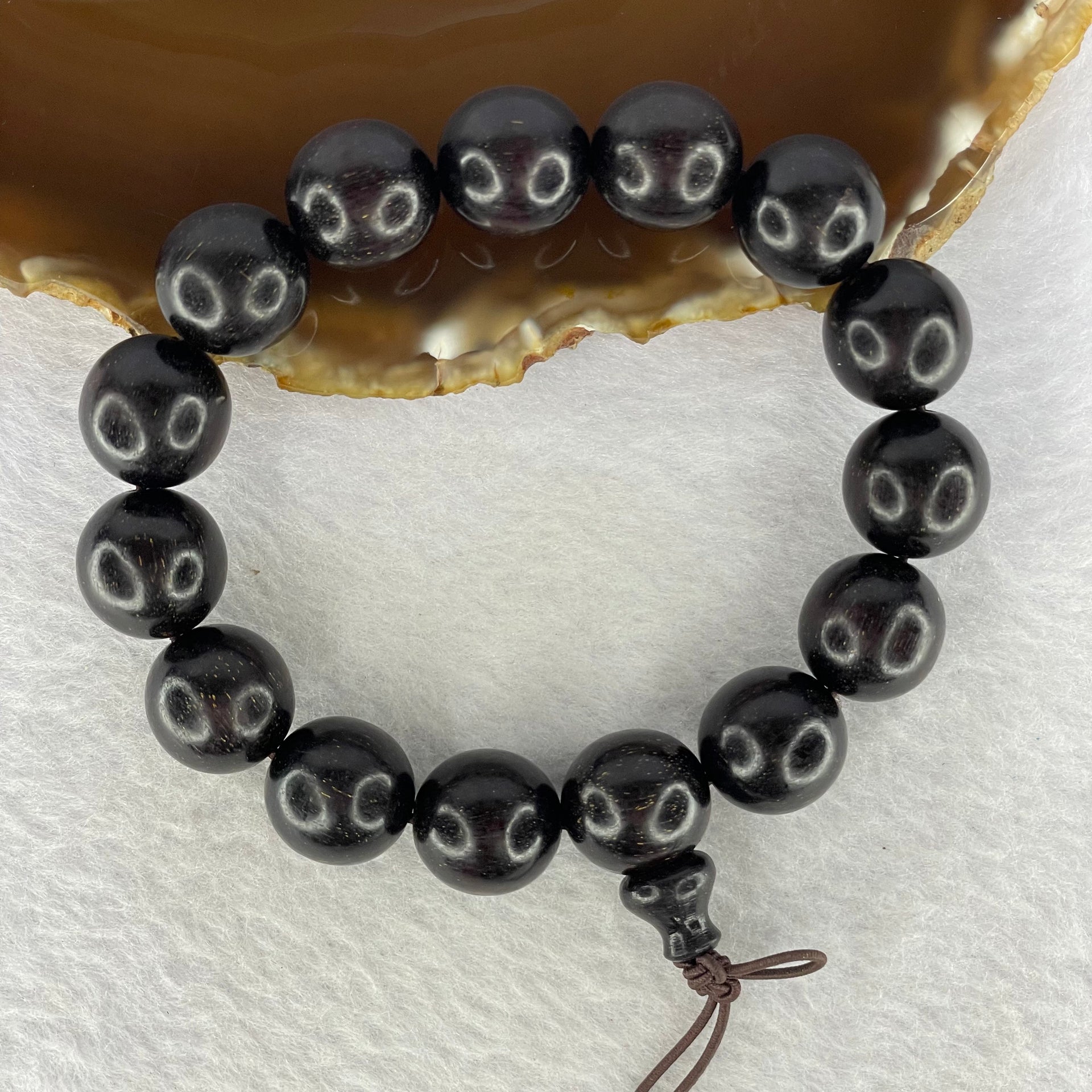 Natural India Zitan Sandalwood 小叶字檀木 Beads Bracelet Sinking Type 27.89g 14.7 mm 15 Beads - Huangs Jadeite and Jewelry Pte Ltd