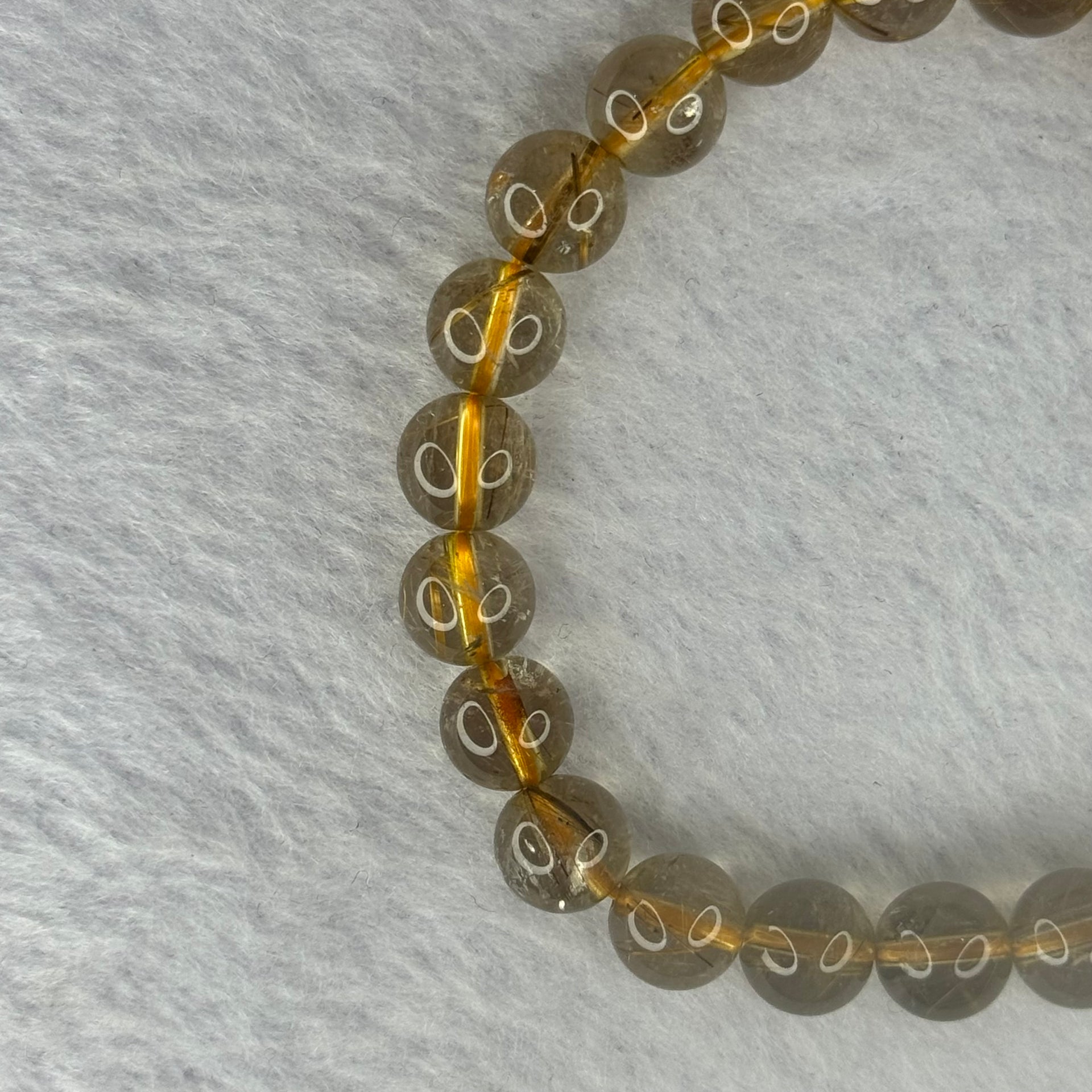 Natural Golden Rutilated Quartz Beads 天然金发水晶手链 17.28g 15cm 8.4mm 23 Beads - Huangs Jadeite and Jewelry Pte Ltd