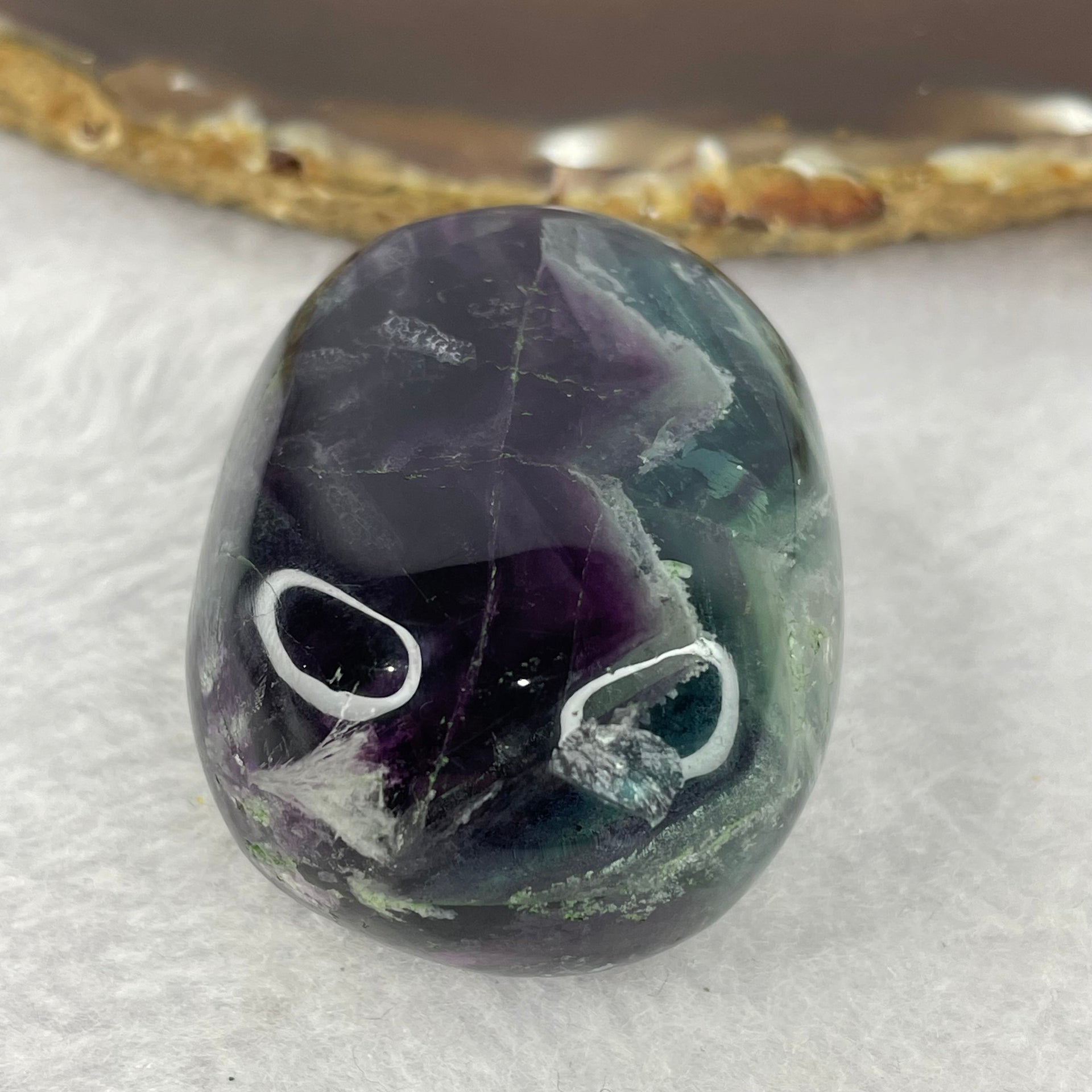 Natural Deep Intense Purple and Green Fluorite Crystal Mini Display 81.41g 46.4 by 35.0 by 24.8mm - Huangs Jadeite and Jewelry Pte Ltd