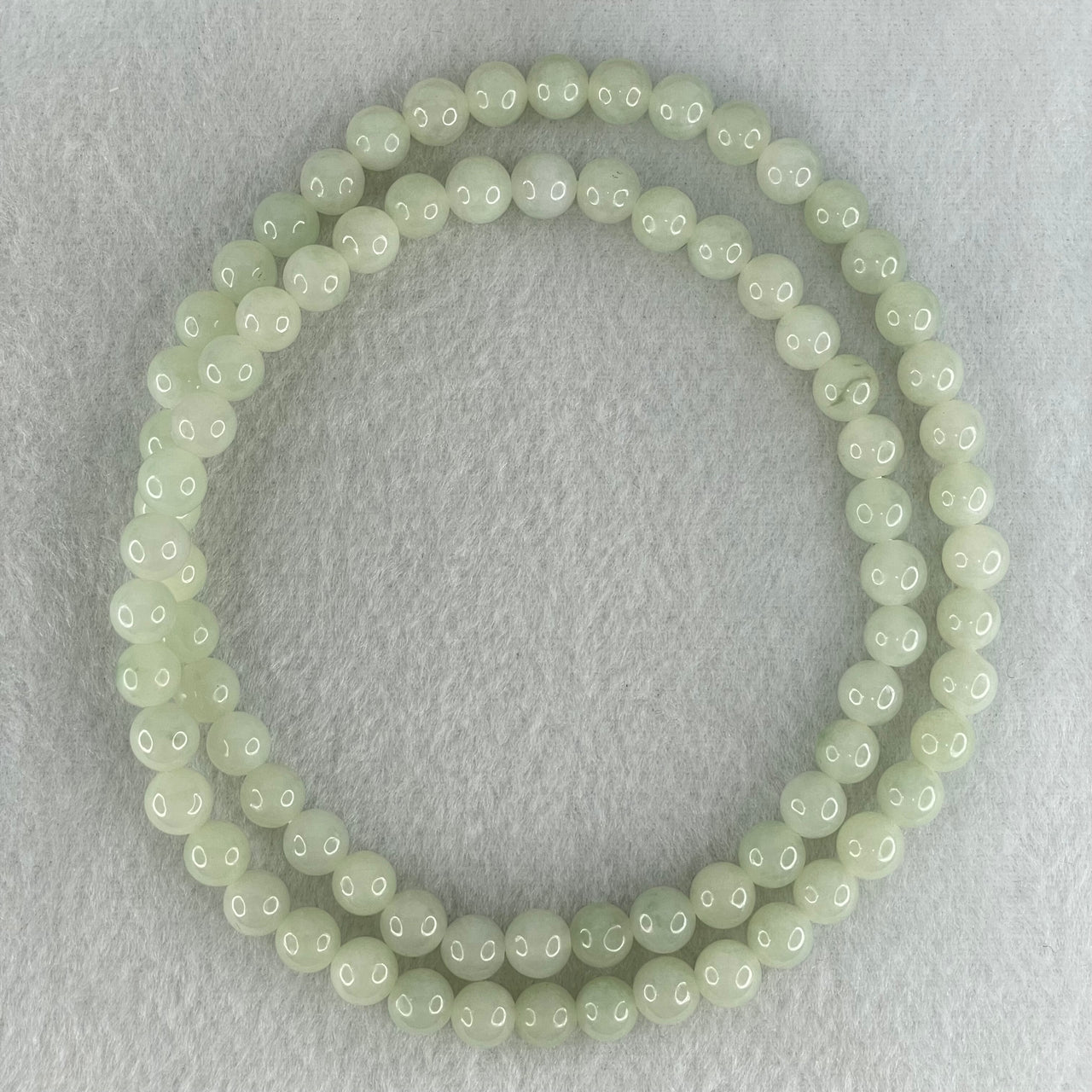 Type A Light Green Jadeite Beads Necklace 59.30g 56cm 7.9mm 80 Beads