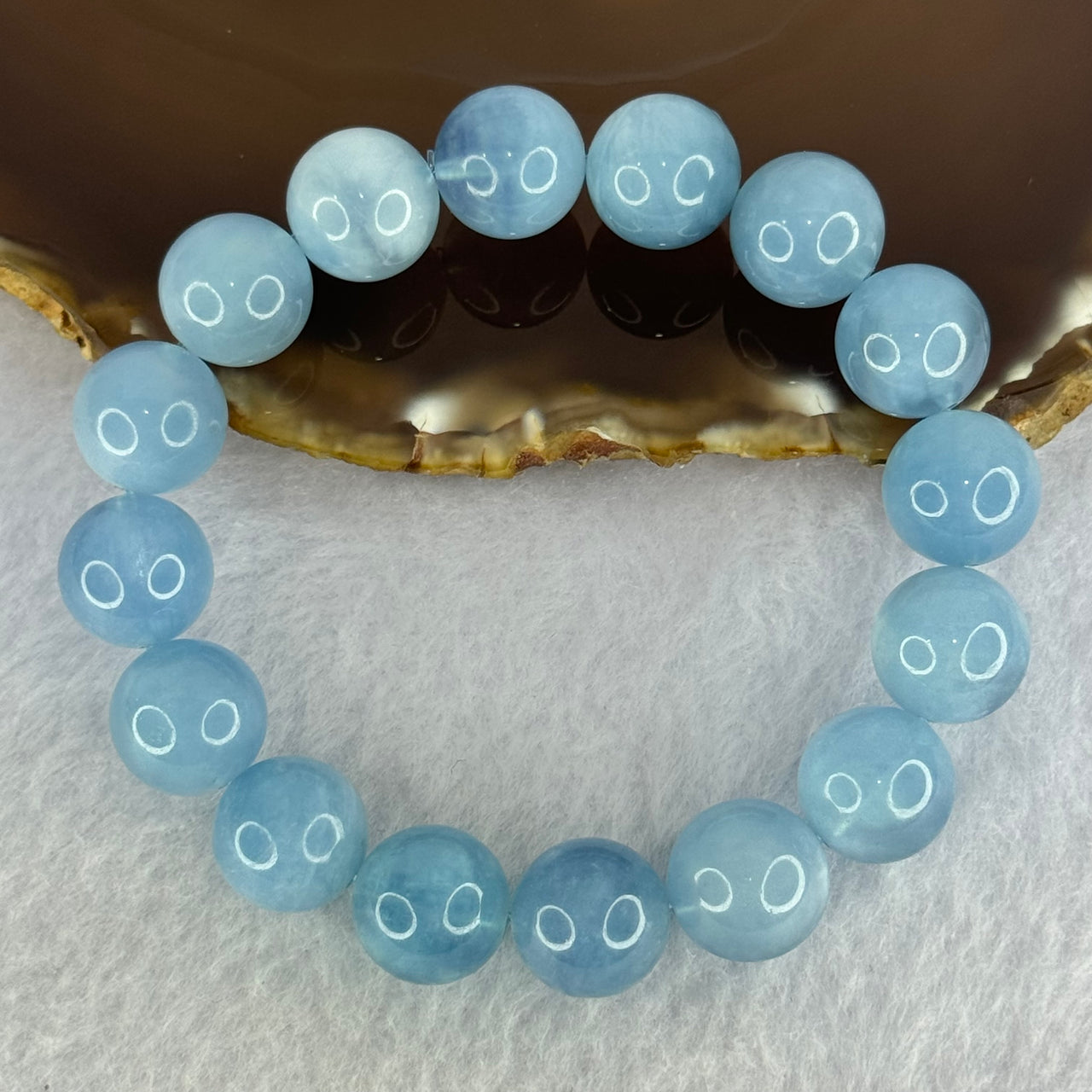 Natural Aquamarine Beads Bracelet 49.96g 18cm 13.2mm 16 Beads