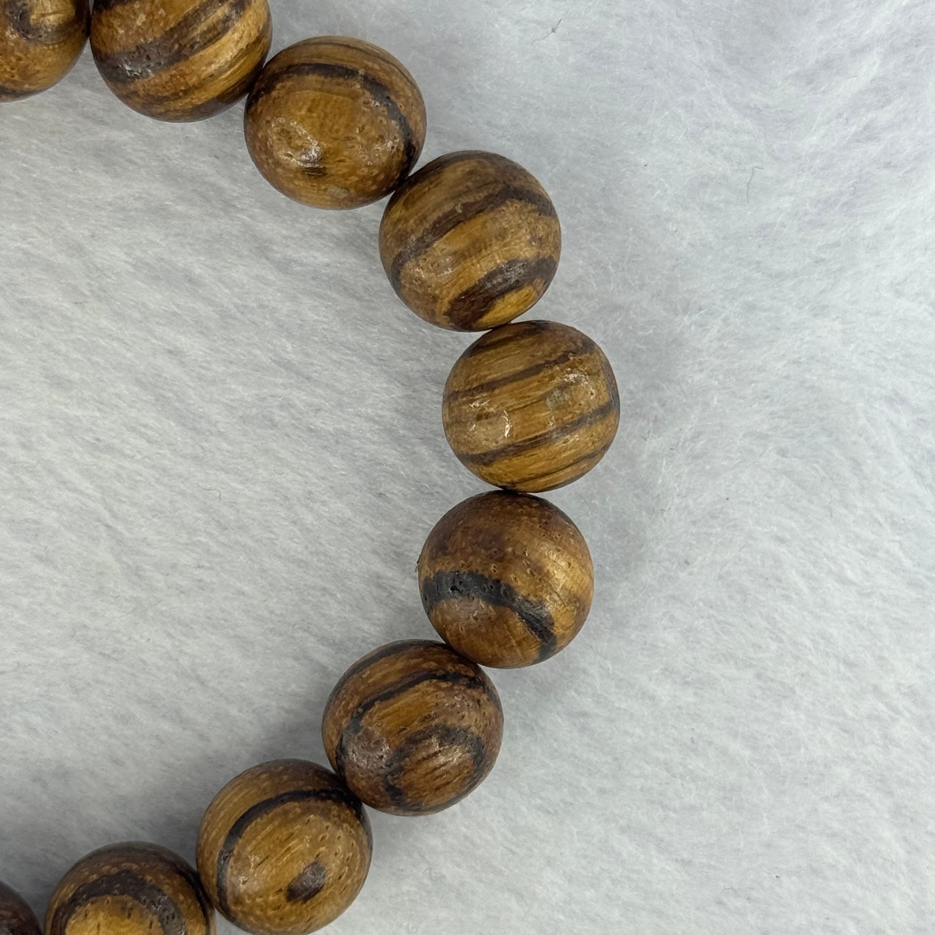 Natural Agarwood Beads Bracelet (Almost no Smell) 沉香木手链11.55g 18cm 12.1mm 17 Beads - Huangs Jadeite and Jewelry Pte Ltd