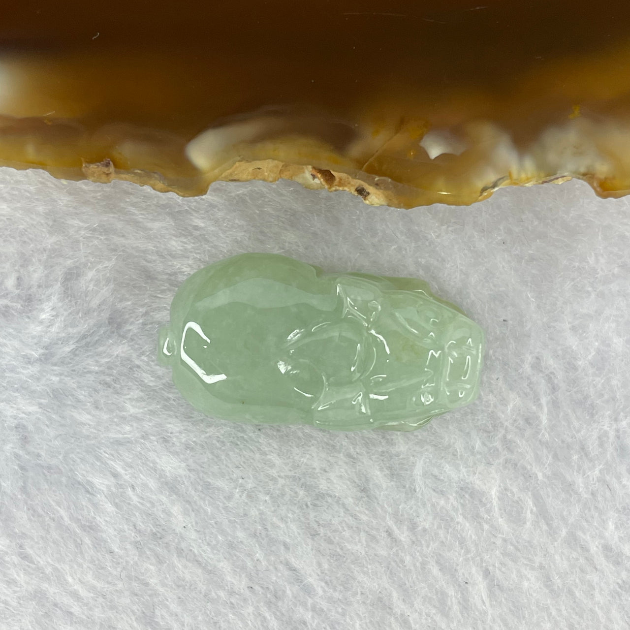 Type A Jelly Light Green Jadeite Pixiu Pendent A货浅绿色翡翠貔貅牌 7.30g 23.9 by 12.7 by 11.1 mm - Huangs Jadeite and Jewelry Pte Ltd