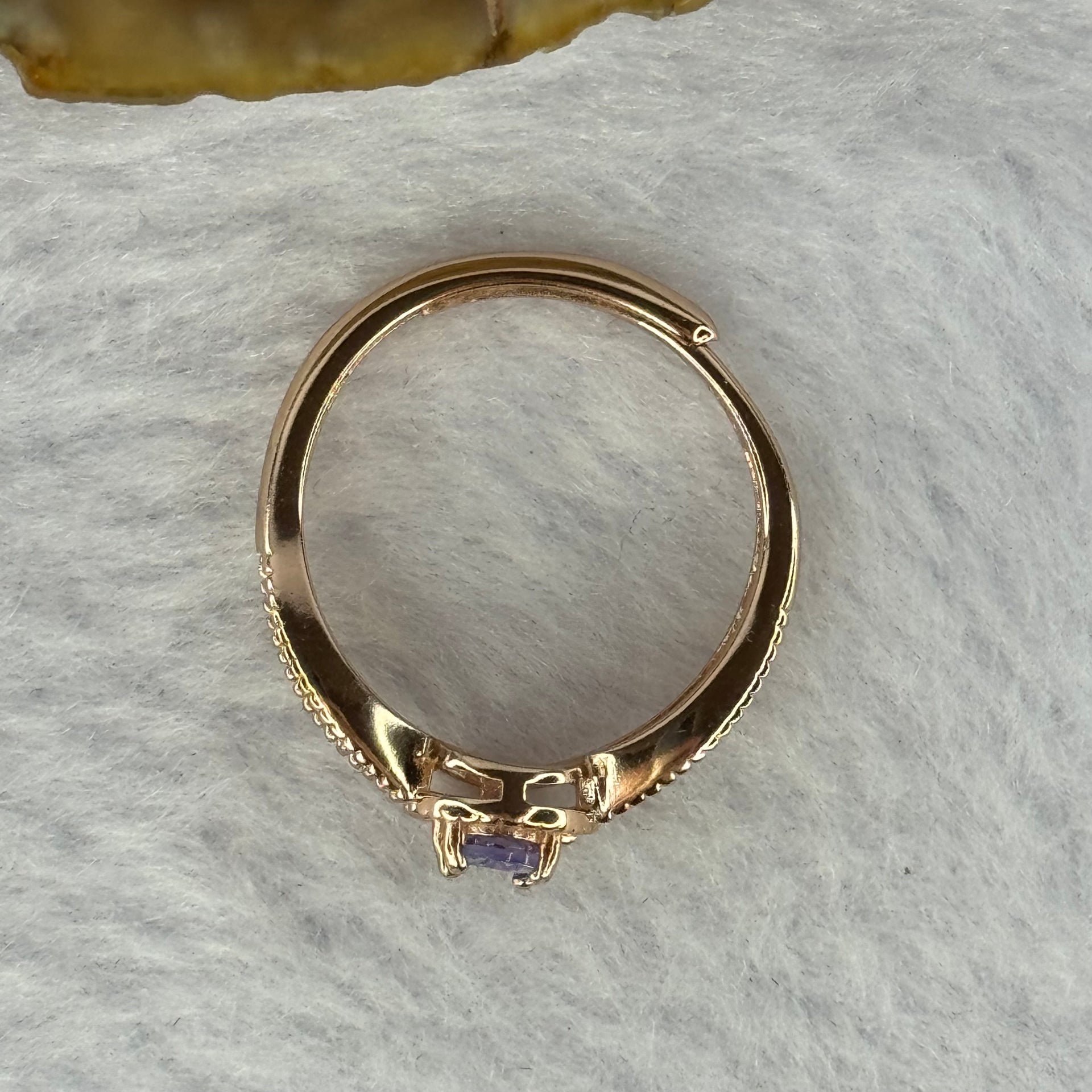 Natural Amethyst In 925 Sliver Ring Rose Gold Colour Ring (Adjustable Size) 2.07g 5.2 by 4.1 by 2.9mm - Huangs Jadeite and Jewelry Pte Ltd