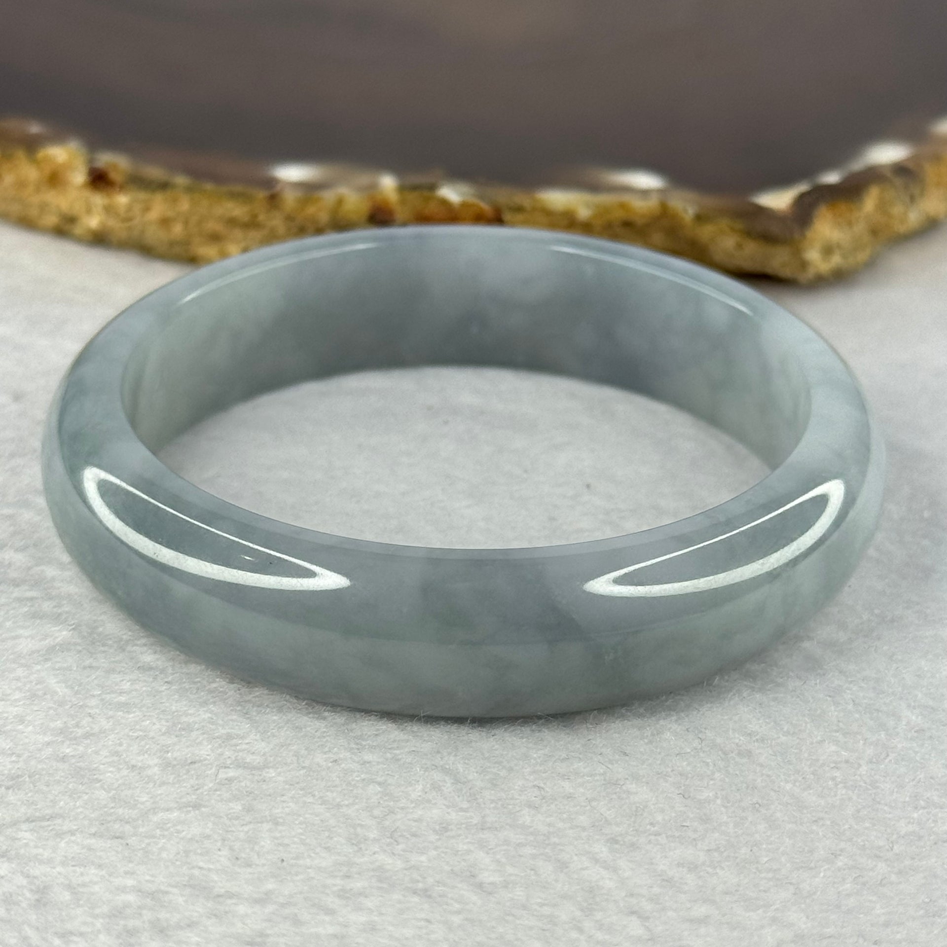 Rare Type A Semi Icy Deep Sky Blue Jadeite Bangle 48.22g 13.2 by 7.4mm 54.7mm (Close to Perfect) - Huangs Jadeite and Jewelry Pte Ltd