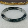 Transparent Colourless with Dark Black Grey Piao Hua Sodium Feldspar Jade Bangle 水沫玉手镯 Internal Diameter 58.6mm 34.68g 8.9 by 8.9mm