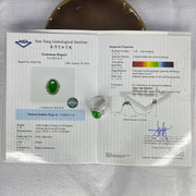 Very Very High Quality Highly Translucent Natural Intense Green Jadeite (TYPE A) Oval Cabochon Approx. 20.93 by 13.95 by 6.58mm Total Weight 13.60g including Natural Diamonds and 13K White Gold Ring Setting with NGI Cert No.82835781 - Huangs Jadeite and Jewelry Pte Ltd