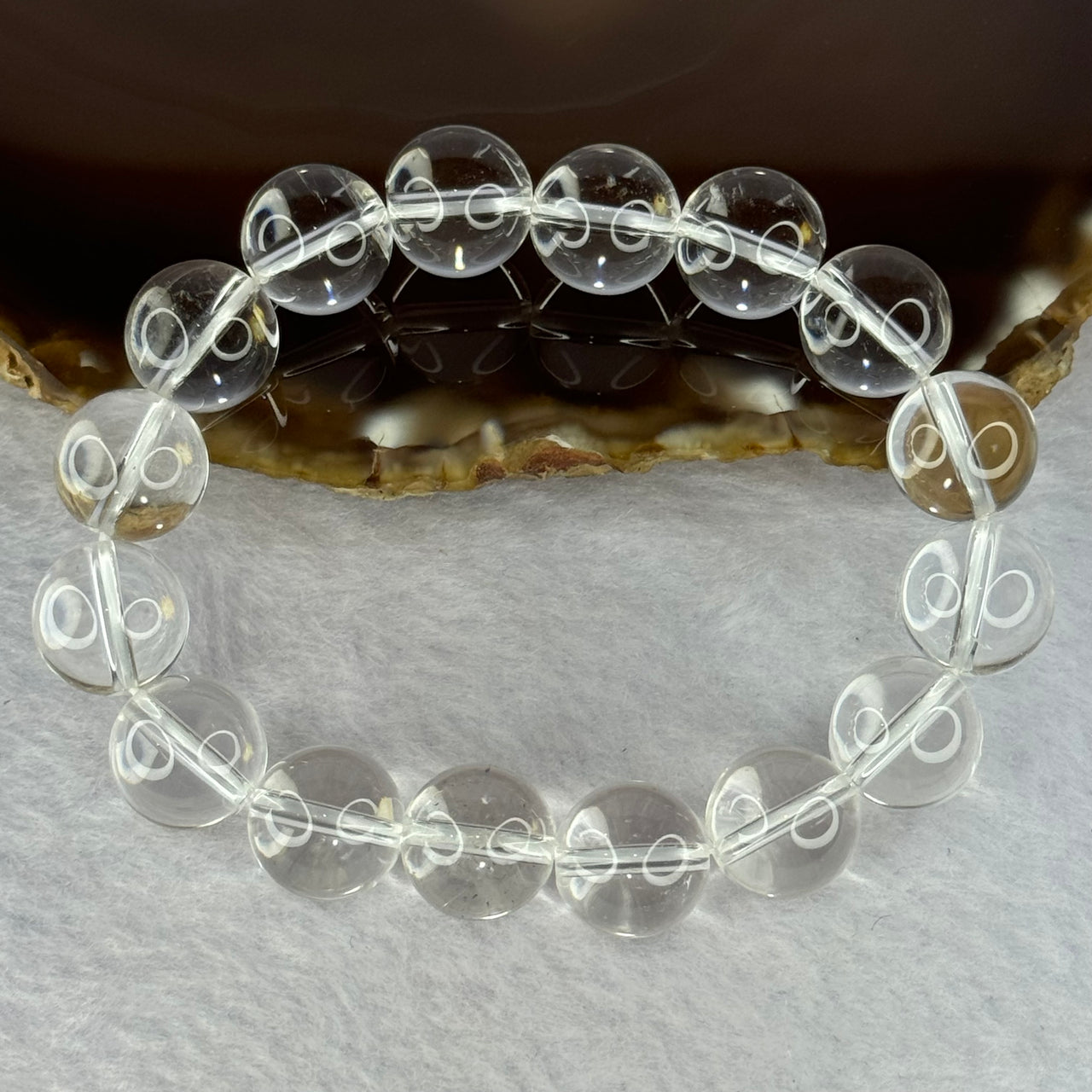 Natural Clear Quartz Beads Bracelet 天然白水晶手链 45.93g 17.5cm 12.9mm 16 Beads