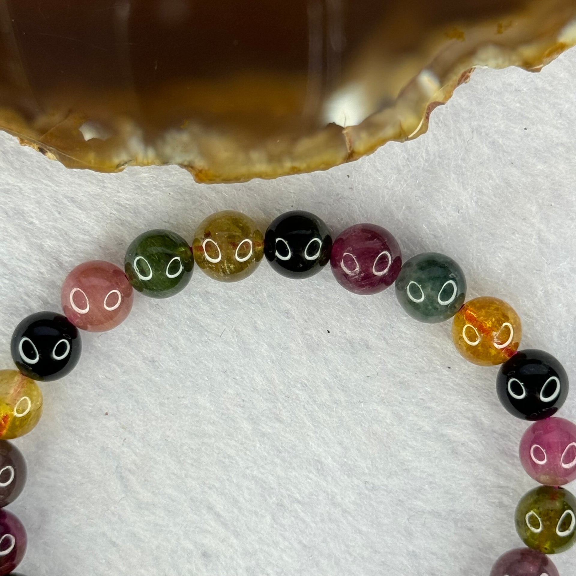 Good Grade Natural Tourmaline Beads Bracelet 好的天然碧玺珠手链 17.28g 15cm 7.8mm 24 Beads - Huangs Jadeite and Jewelry Pte Ltd