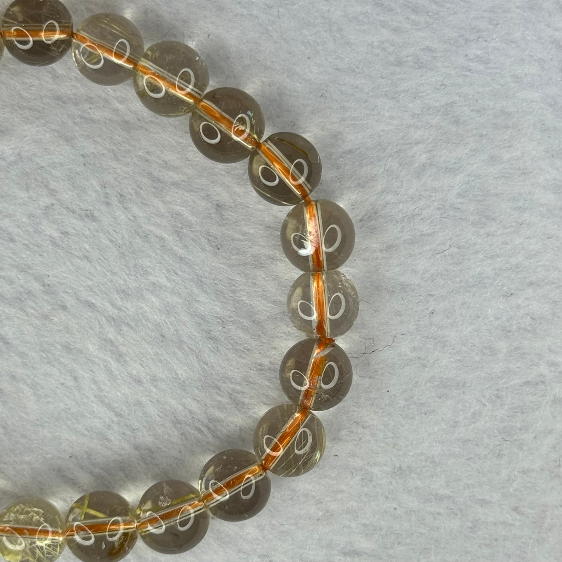 Natural Golden Rutilated Quartz Beads 天然金发水晶手链 17.65g 15cm 8.4mm 23 Beads - Huangs Jadeite and Jewelry Pte Ltd