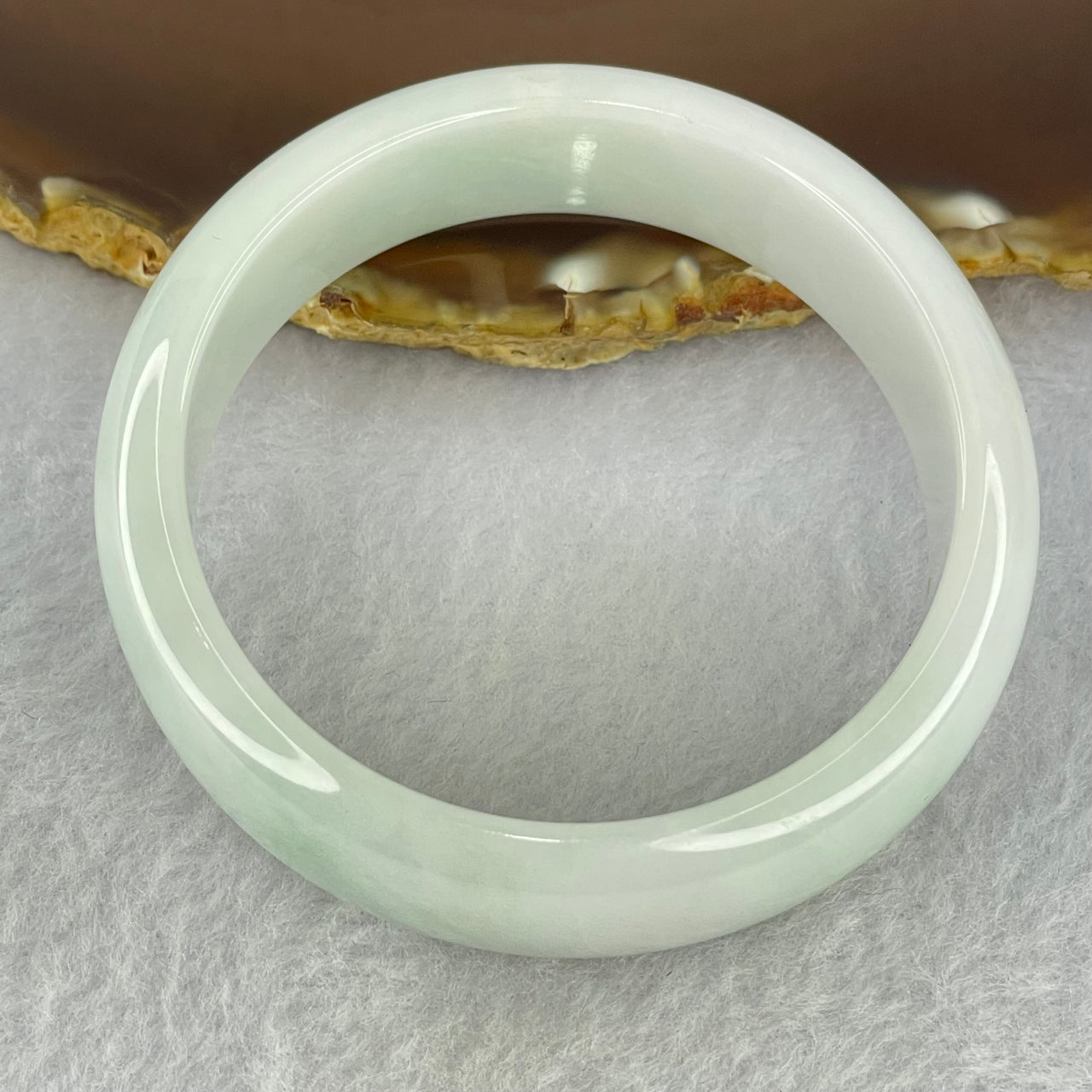 Type A Faint Lavender Green Jadeite Bangle Internal Diameter 55.3mm 61.24g 17.3 by 7.2mm (Internal Lines)