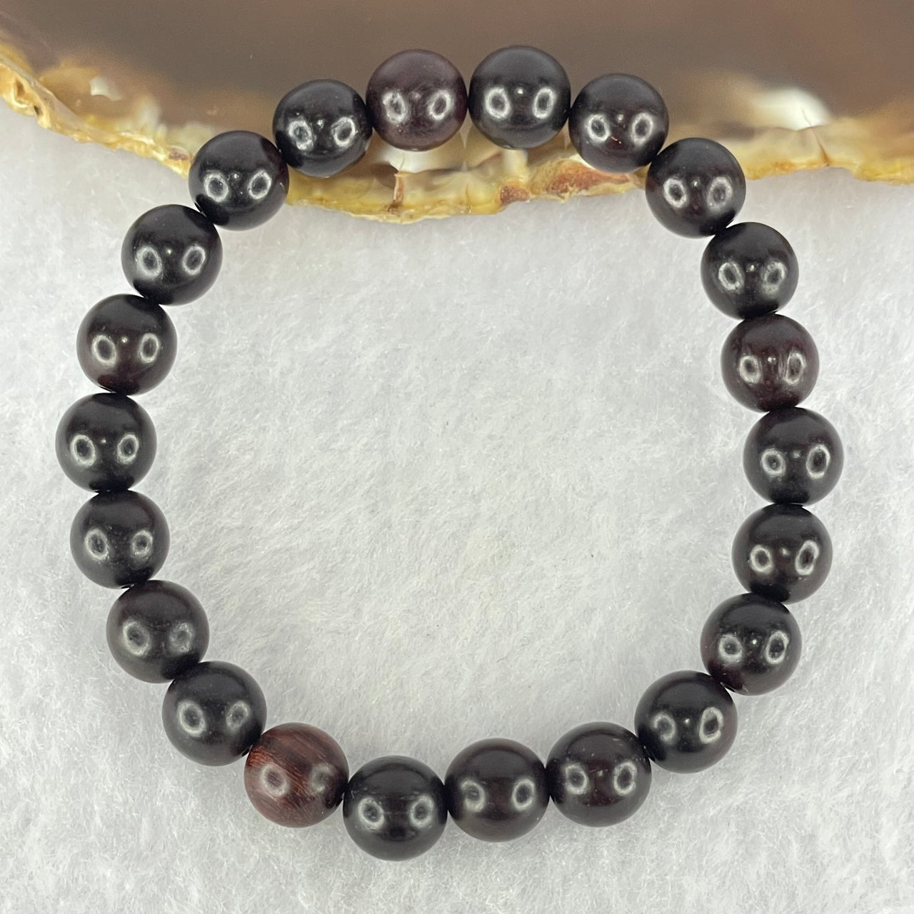 Natural Indian Small Leaf Zitan Rose Wood Beads Bracelet 天然小叶紫檀手链 7.16g 14.5cm 8.2mm 22 Beads