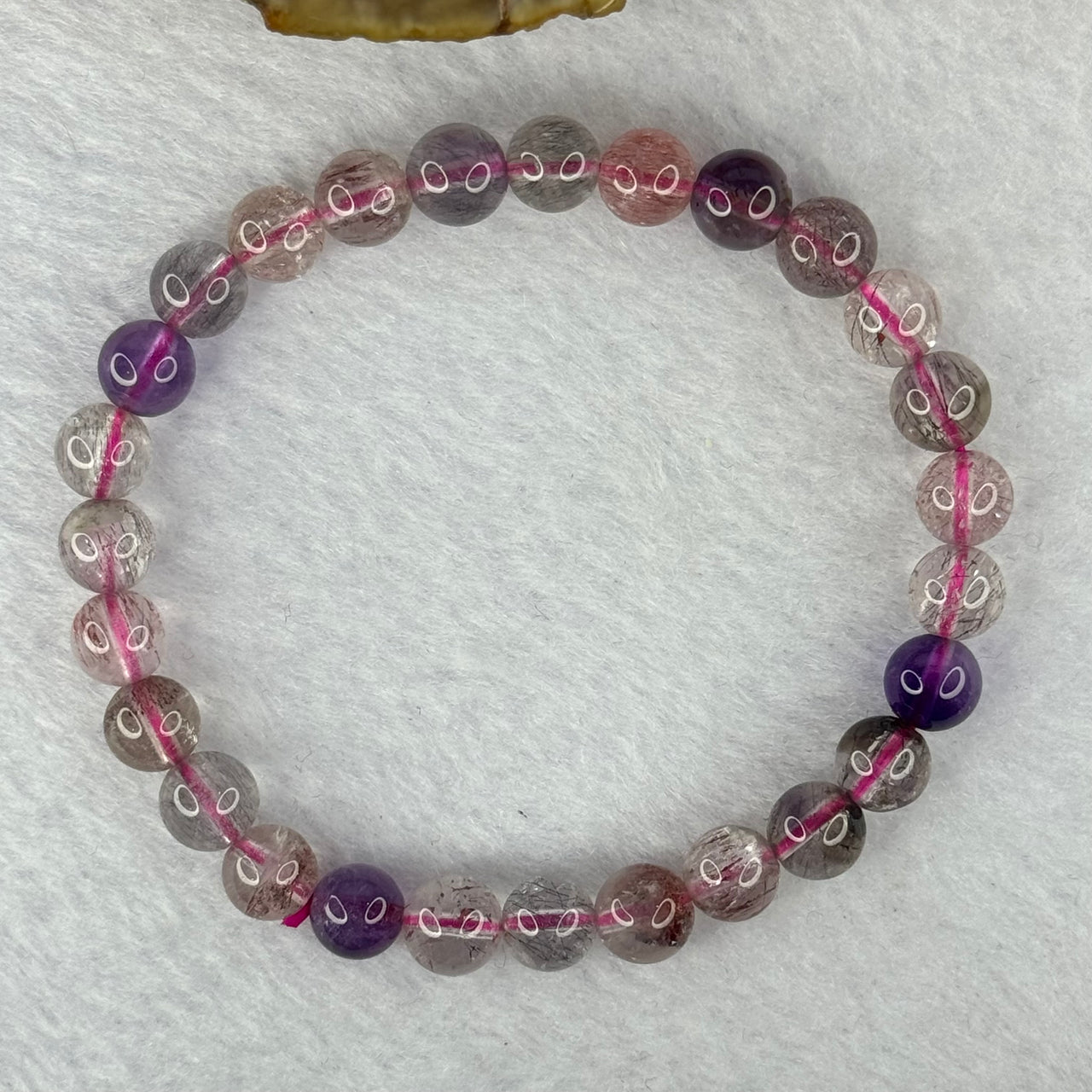 Above Average Grade Natural Super 7 Crystal Beads Bracelet 天然超级七水晶珠手链 13.02g 15.5cm 7.3mm 27 Beads - Huangs Jadeite and Jewelry Pte Ltd