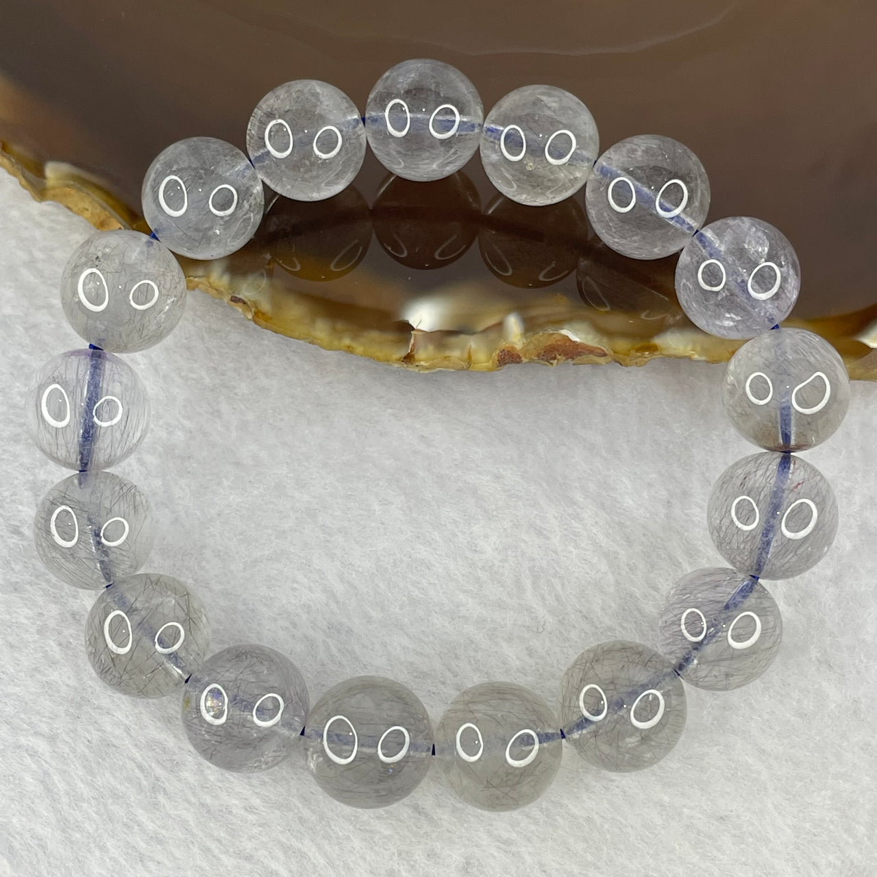 Above Average Grade Natural Blue Super 7 Crystal Bracelet 天然蓝超七水晶手链 39.80g 17.5cm 11.9mm 17 Beads - Huangs Jadeite and Jewelry Pte Ltd