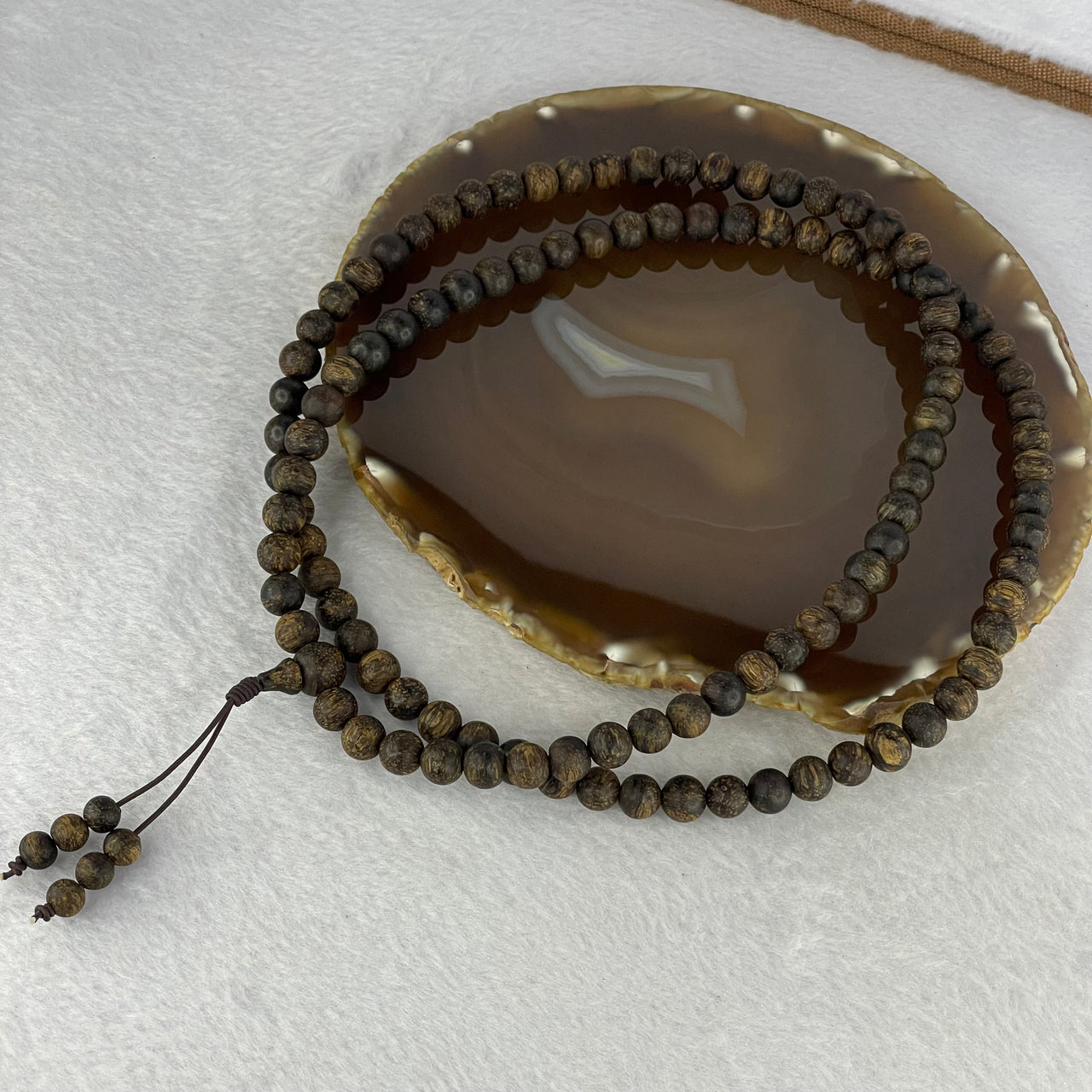 Natural Wild Vietnam Black Kynam Qi Nan Chen Xiang Mu Agarwood Beads Necklace (Sinking Type 沉水) 天然野生越南黑奇南沉香珠项链 29.28g 86 cm 8.3 mm 108 beads - Huangs Jadeite and Jewelry Pte Ltd