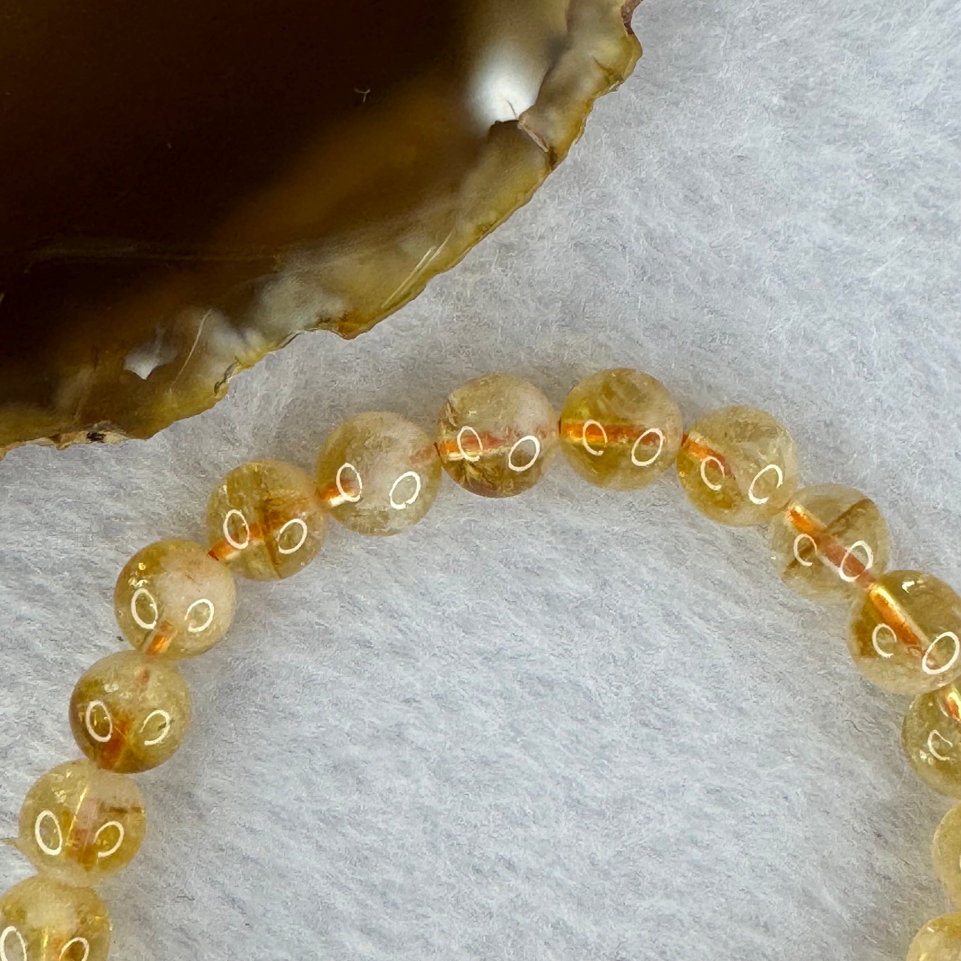 Natural Mountain Yellow Pyramid citrine bracelet 金字塔黄水晶手牌15.17g 15cm 7.9mm 24 Beads - Huangs Jadeite and Jewelry Pte Ltd