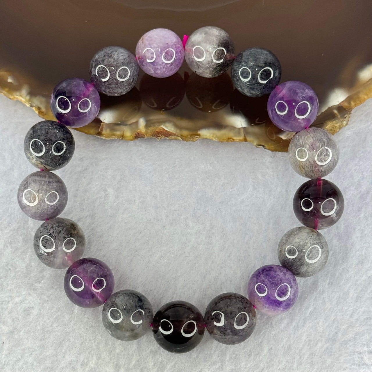 Natural Super 7 Beads Bracelet 43.05g 18cm 12.4mm 17 Beads