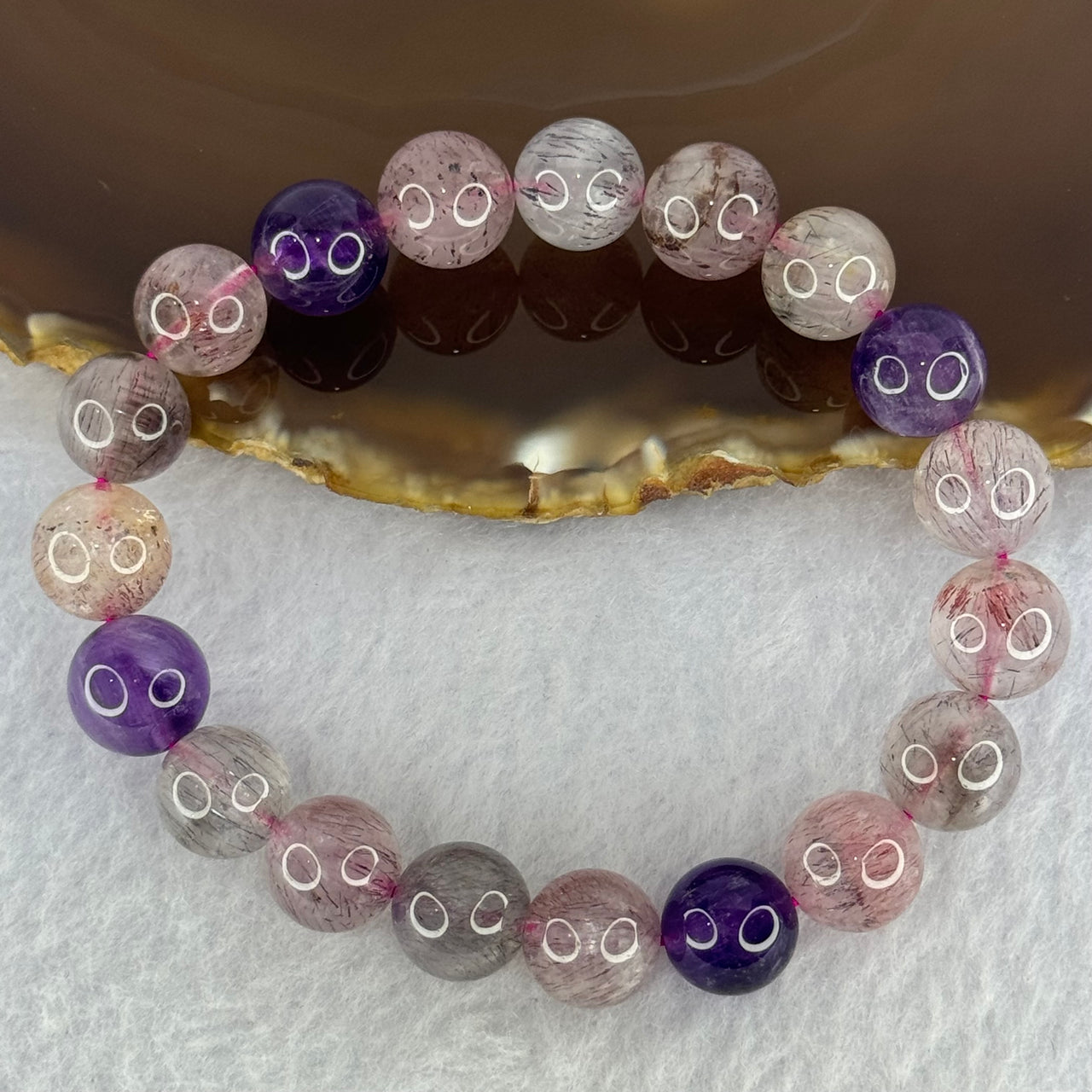 Natural Super 7 Beads Bracelet 32.24g 17.5cm 11.0mm 19 Beads