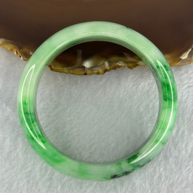 Type A Green with Spicy and Dark Green Piao Hua Jadeite Bangle Internal Diameter 55.9mm 74.71g 18.4 by 8.6mm (Close to Perfect)