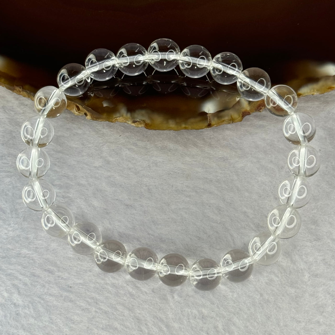 Natural Clear Quartz Bracelet 天然白水晶手链 18.56g 16.5cm 8.4mm 24 Beads