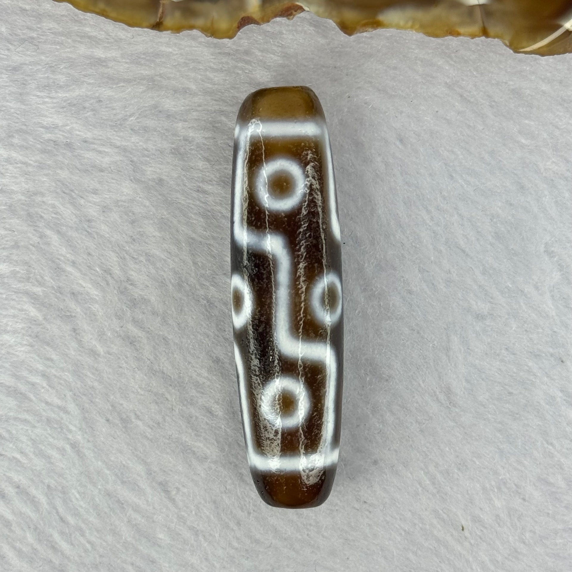 Natural Powerful Tibetan Old Oily Agate 9 Eyes Dzi Bead Heavenly Master (Tian Zhu) 九眼天诛 11.93g 48.1 by 12.7mm - Huangs Jadeite and Jewelry Pte Ltd