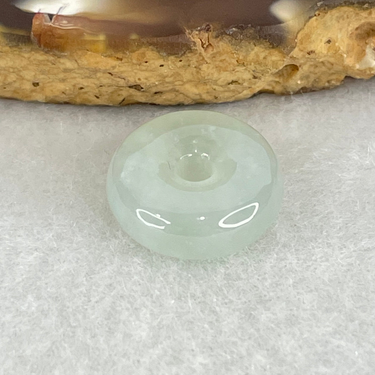 Type A Icy Sky Blue Jadeite Ping An Kou Donut Charm/Pendant 1.95g 13.7 by 4.9mm