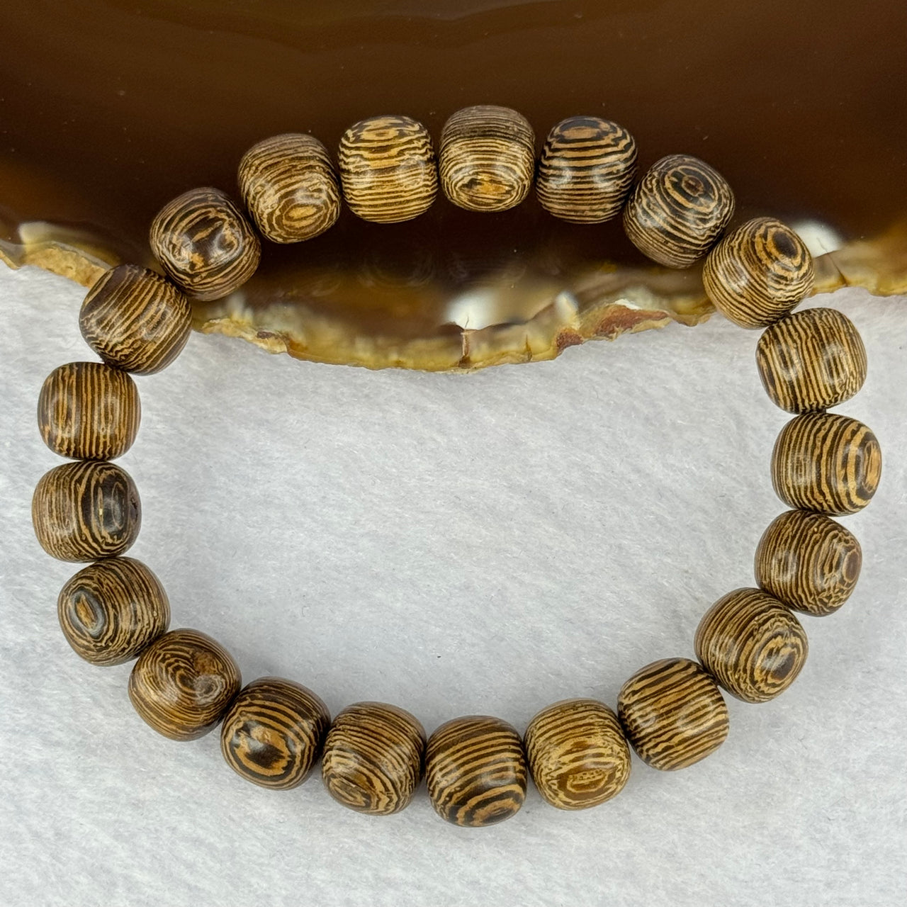 Natural Wenge Wooden Beads Bracelets 天然鸡翅木手链 9.35g 16.5cm 9.9mm 21 Beads - Huangs Jadeite and Jewelry Pte Ltd