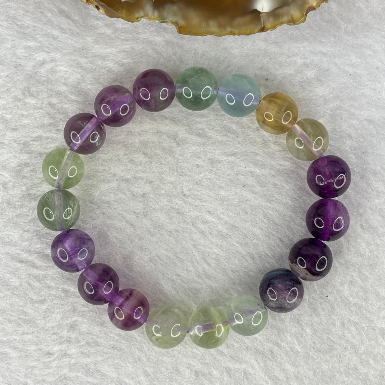 Natural Green and Purple Fluorite Beads Bracelet 20.28g 8.9mm 19 Beads - Huangs Jadeite and Jewelry Pte Ltd