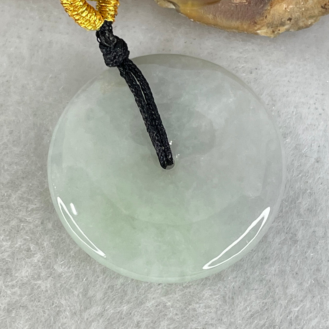 Type A Faint Lavender Green Jadeite Ping An Kou Pendant 8.98g 25.9 by 4.0mm