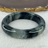 Transparent Colourless with Dark Black Grey Piao Hua Sodium Feldspar Jade Bangle 水沫玉手镯 Internal Diameter 57.3mm  67.11g 15.2 by 10.7mm (External Rough)