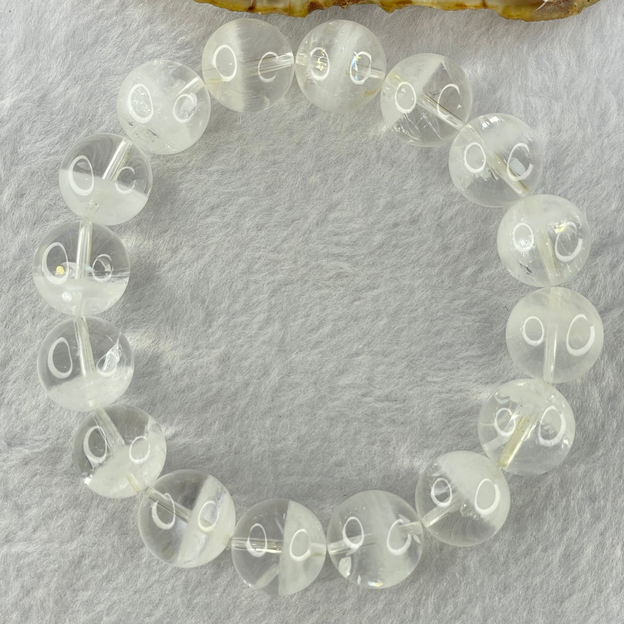 Natural White Phantom Quartz Beads Bracelet 68.81g 20cm 14.8mm 16 Beads