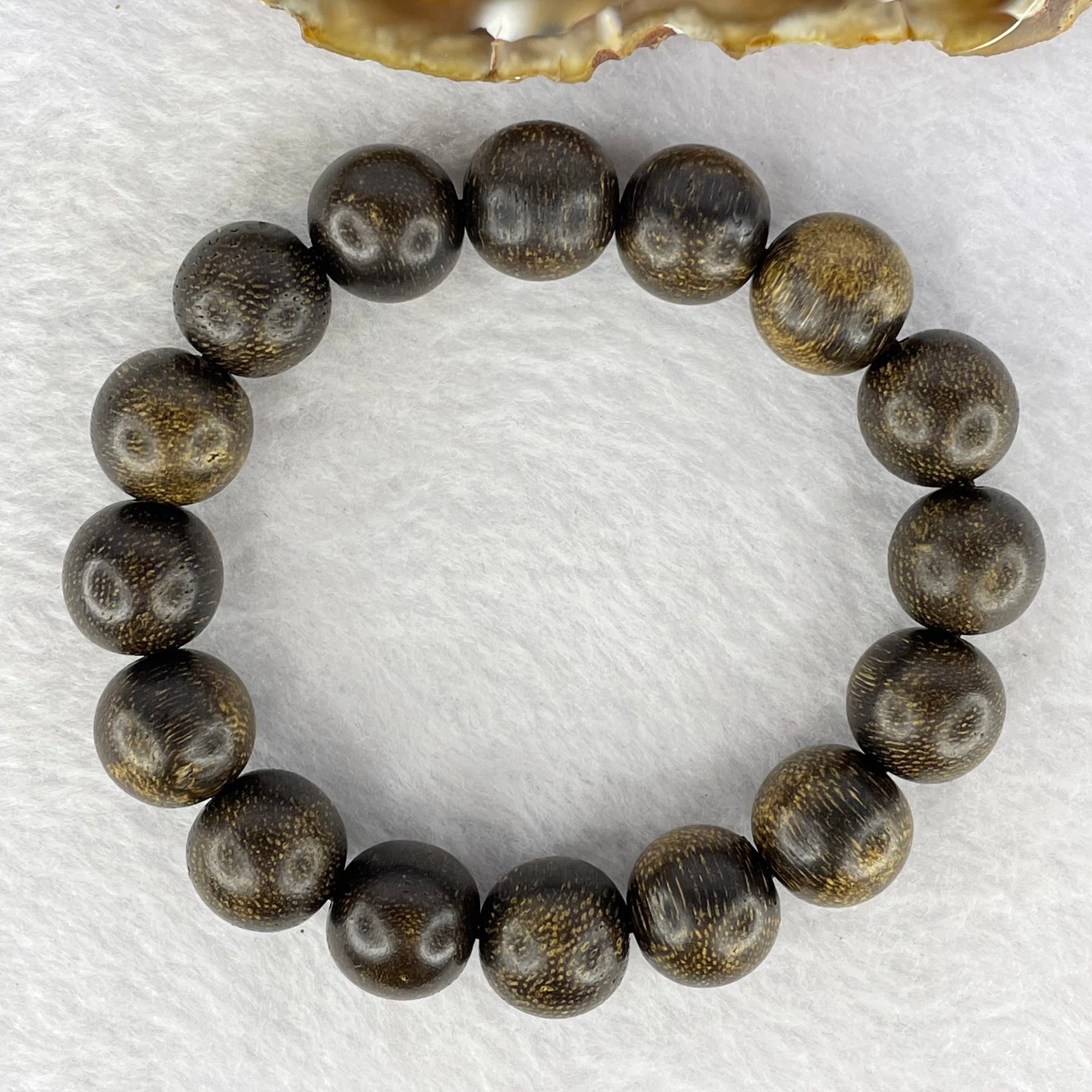 Natural Old Wild Malaysia Agarwood Bracelet (Sinking Type) 天然老野生马来西亚沉香手链 24.69g 19cm 14.4mm 16 Beads - Huangs Jadeite and Jewelry Pte Ltd