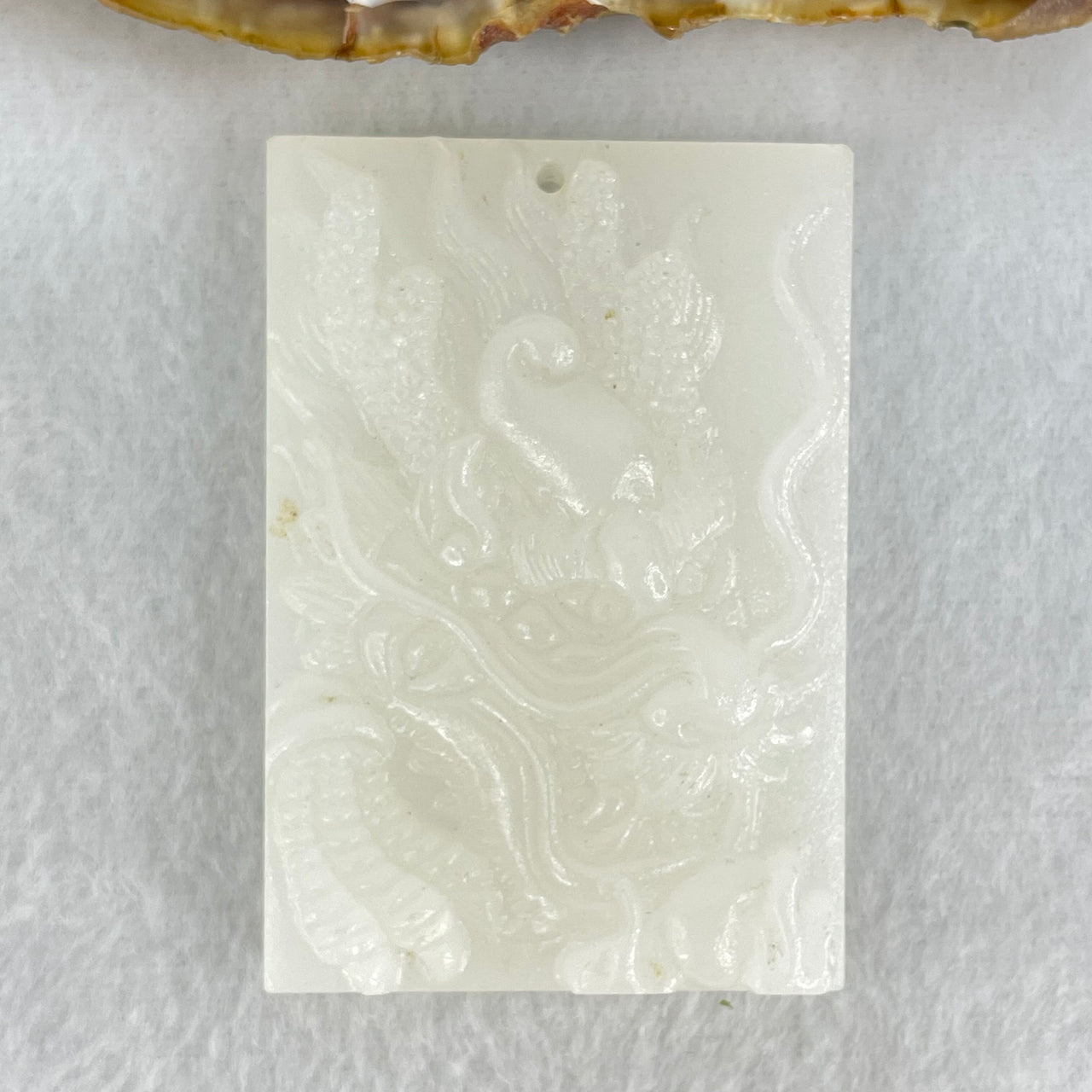 Natural White Nephrite Dragon Pendant 48.48g 57.4 by 39.5 by 11.4mm