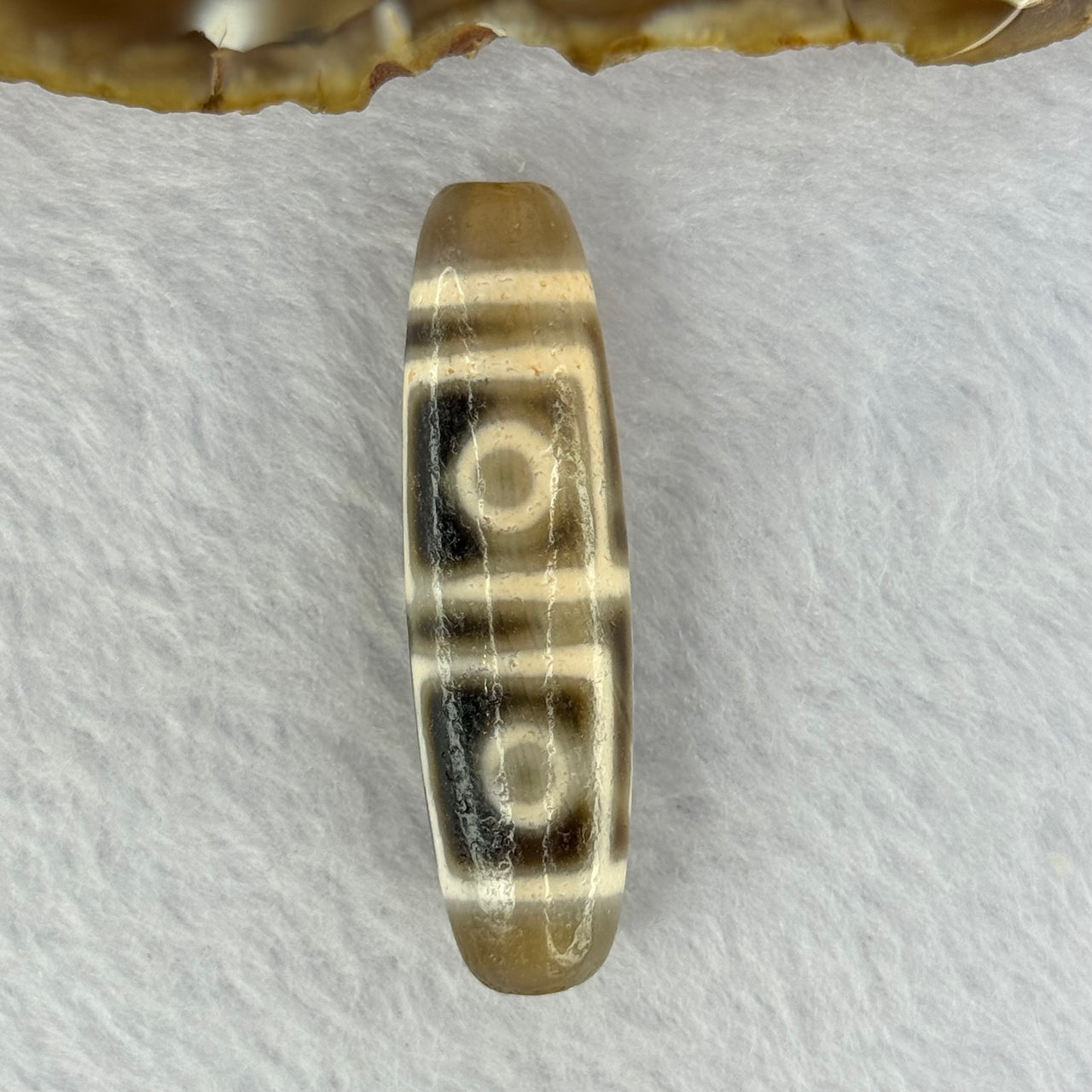 Natural Powerful Tibetan Old Oily Agate 4 Eyes Dzi Bead Heavenly Master (Tian Zhu) 四眼天诛 12.19g 46.9 by 13.1mm - Huangs Jadeite and Jewelry Pte Ltd