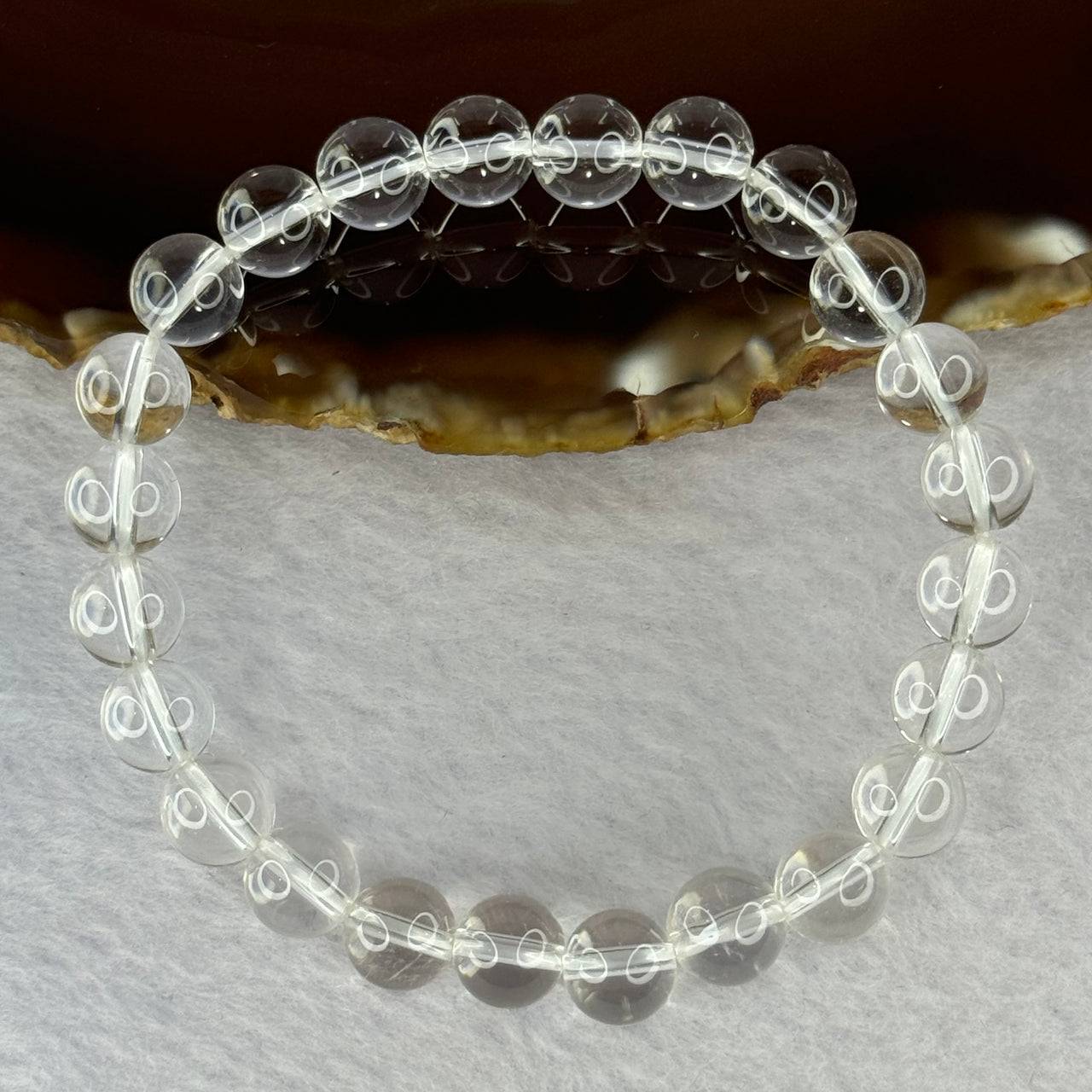 Natural Clear Quartz Bracelet 天然白水晶手链 18.71g 16.5cm 8.4mm 24 Beads