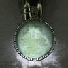 Type A Blueish Green Jadeite Guan Yin S925 Sliver Pendent with Crystals in Sliver Necklace 15.78g 37.6 by 2.0mm