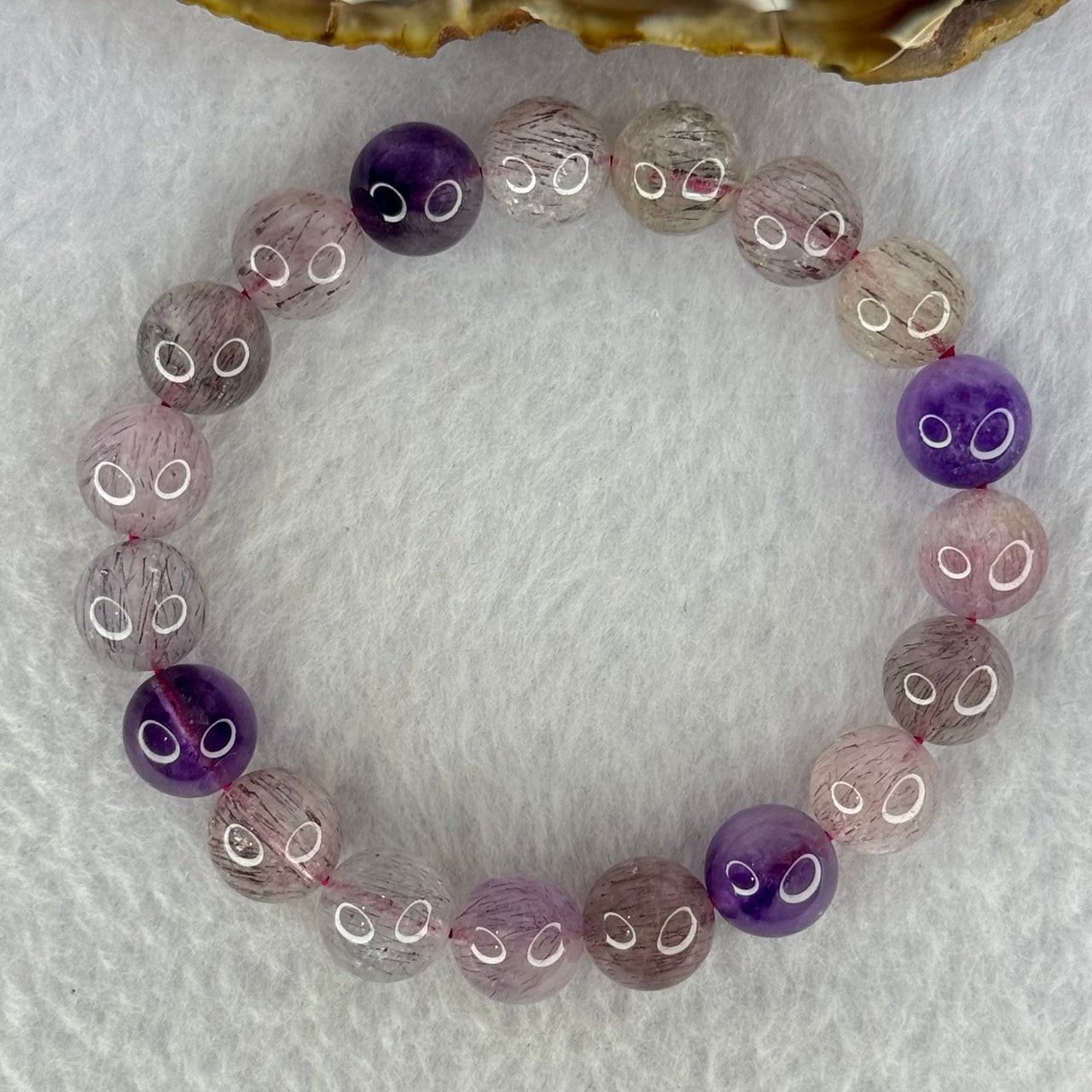 Natural Super 7 Beads Bracelet 32.34g 17.5cm 10.8mm 19 Beads