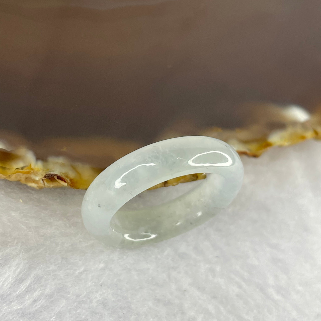 Type A Semi Icy Very Faint Green to Near White Jadeite Ring 4.74g 6.2 by 4.4g 6.2 by 4.4 mm US 8 / HK 18 (Close to Perfect) - Huangs Jadeite and Jewelry Pte Ltd