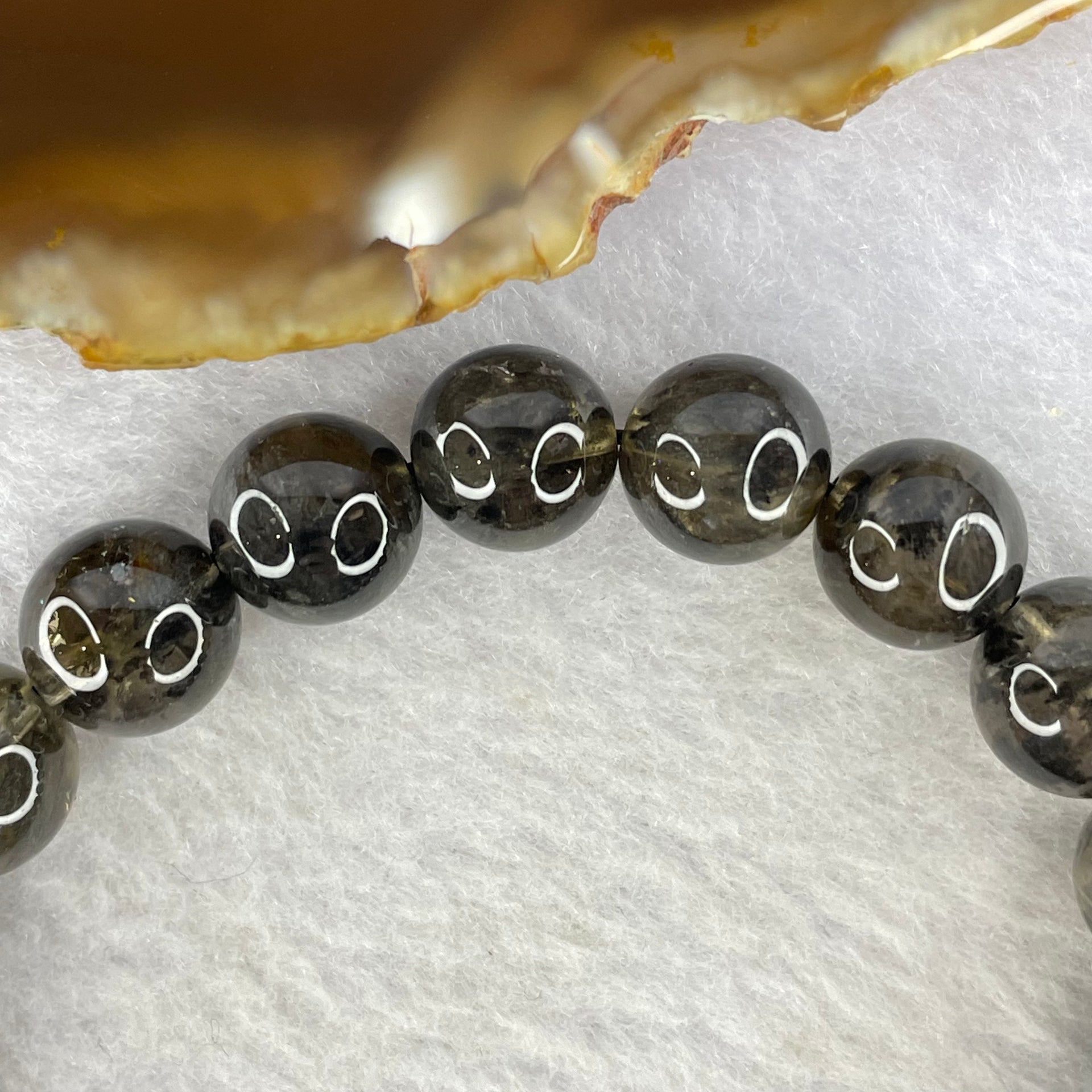 Natural Black Auralite Crystal Bracelet 黑极光手链 32.59g 11.0mm 19 Beads - Huangs Jadeite and Jewelry Pte Ltd