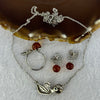 Natural Cognac Amber with Crystals in S925 Sliver Set of Earrings 7.7mm, Ring 8.7mm and Necklace 9.2mm Total 10.77g