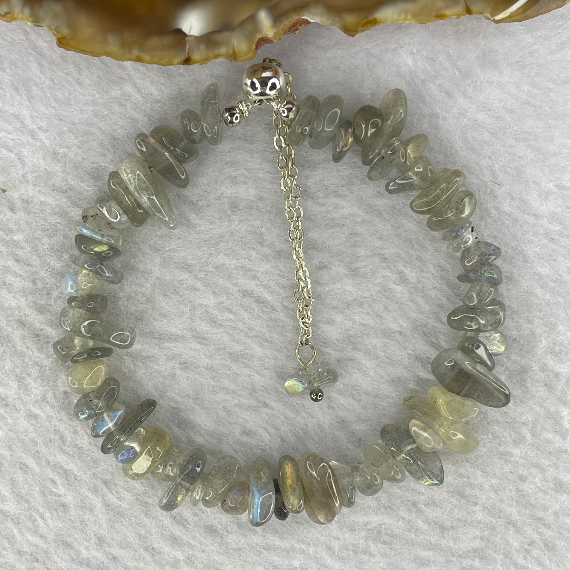 Natural Labradorite Bracelet Adjustable Size 11.79g 8.3 mm - Huangs Jadeite and Jewelry Pte Ltd