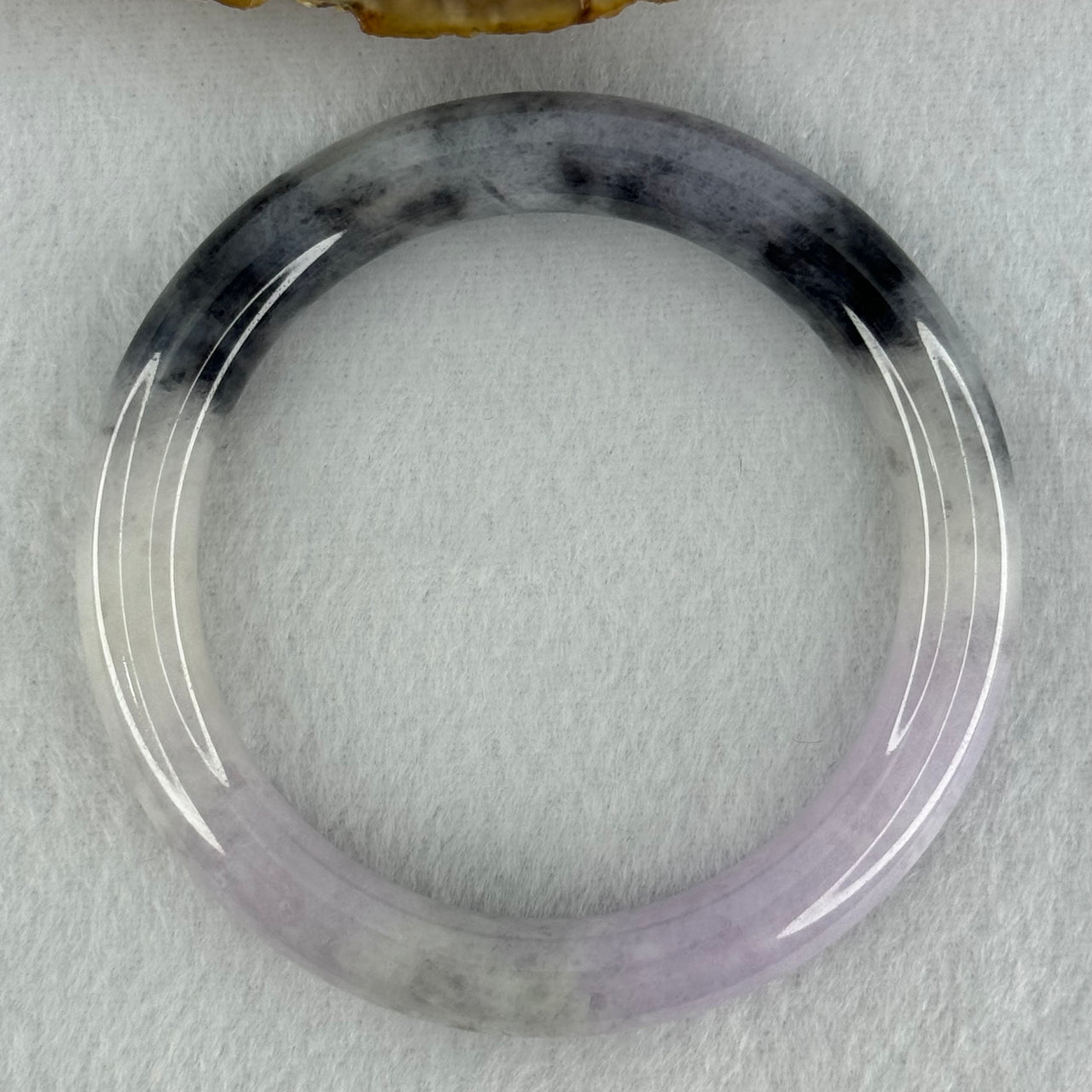 Type A Bright Lavender with Wuji Black Grey Patches Jadeite Bangle Internal Diameter 52.9mm 45.83g 9.9 by 9.0mm (Very Slight Internal Lines)