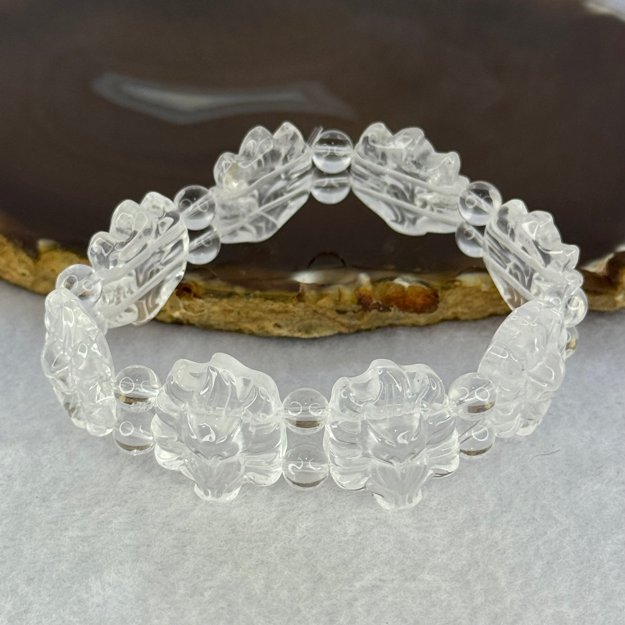 Natural Clear Quartz 9 Tail Fox Bracelet 39.45g 17cm 21.6 by 19.0 by 8.0mm 8pcs