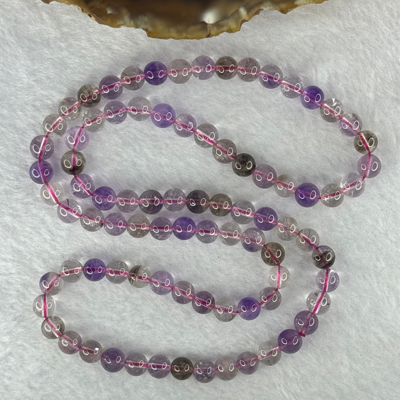 Average Grade Natural Super 7 Crystal Beads Necklace 天然超级七水晶珠项链 34.44g 54cm 6.9mm 85 Beads - Huangs Jadeite and Jewelry Pte Ltd