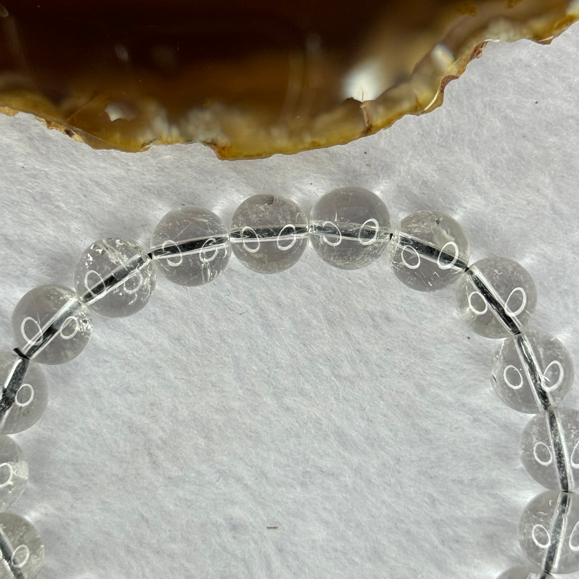 Natural Titanium Rutilated Clear Quartz 22.56g 16cm 9.3mm 21 Beads - Huangs Jadeite and Jewelry Pte Ltd