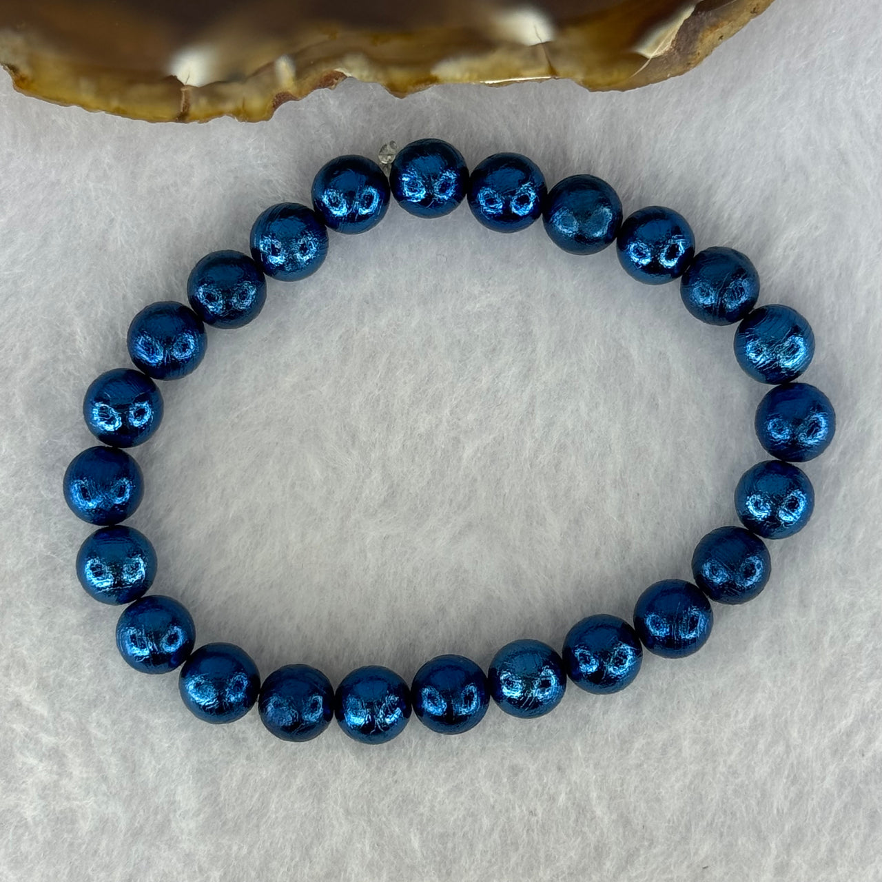 Natural Meteorite Bule Color Beads Bracelet 88.65g 17.5cm 10.3mm 20 Beads