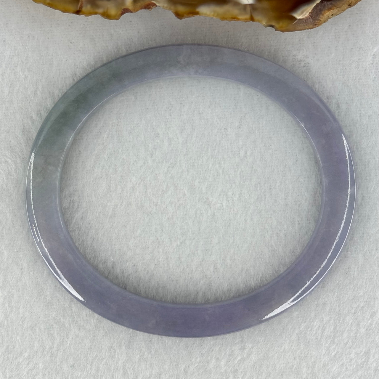 Type A Deep Lavender with Green  Patches Jadeite Oval Bangle Internal Diameter 56.2mm 23.90g 5.6 by 7.9mm (Close to Perfect)