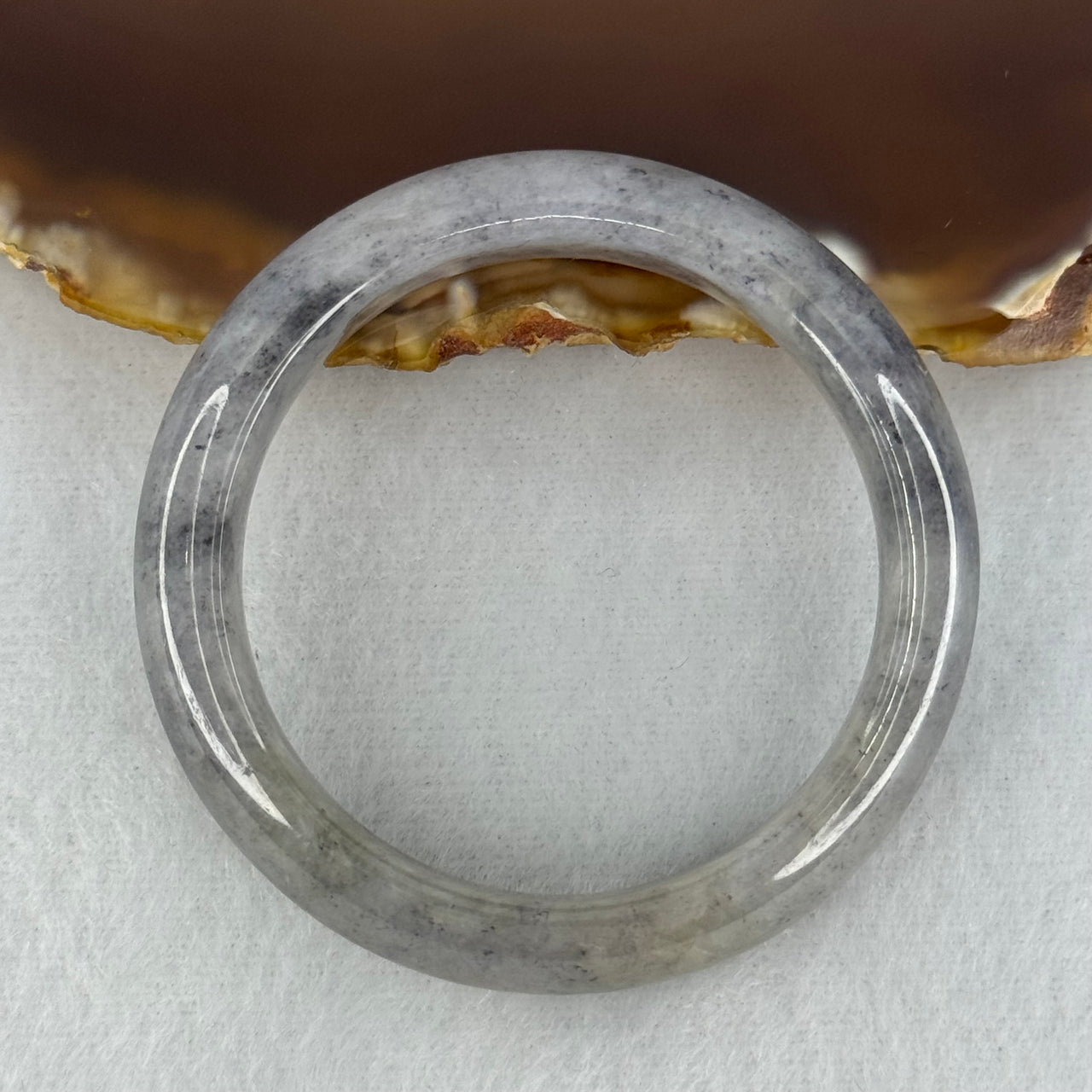 Baby Kids Type A Wuji Grey with Slight Yellow Jadeite Bangle Internal Diameter 39.9mm 26.59g 11.0 by 6.7mm (Slight Internal Lines)